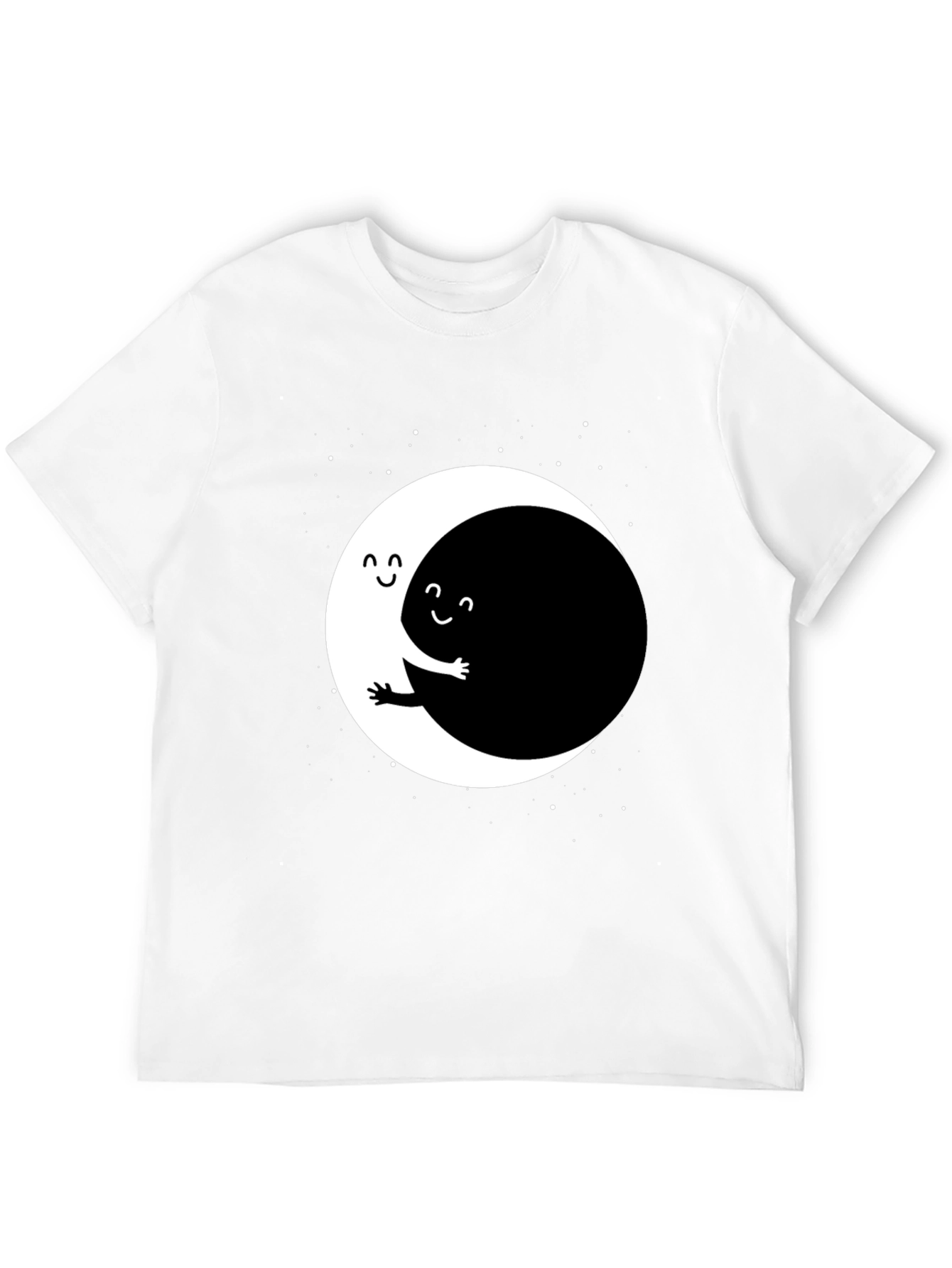 Yin Yang Moon Hug Graphic Tee - Black