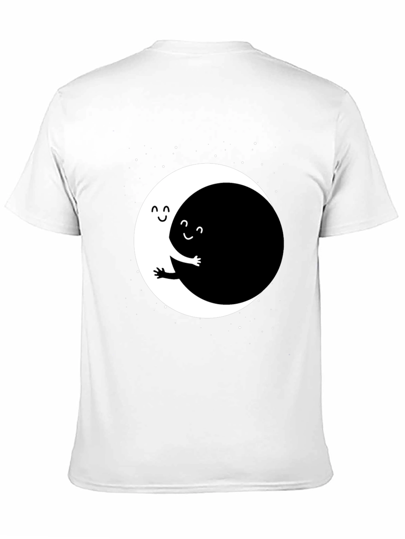 Yin Yang Moon Hug Graphic Tee - Black