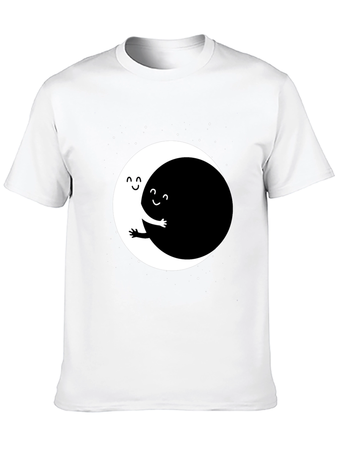 Yin Yang Moon Hug Graphic Tee - Black