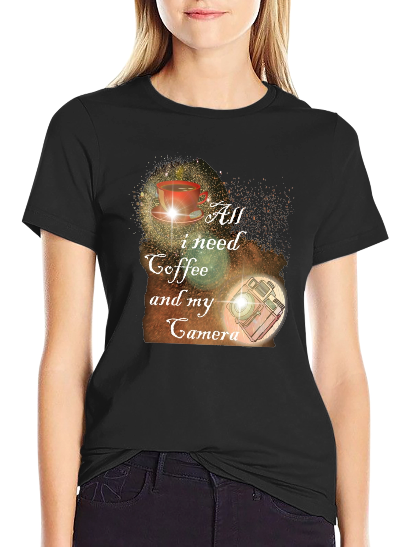 Coffee & Camera Graphic Tee - Black