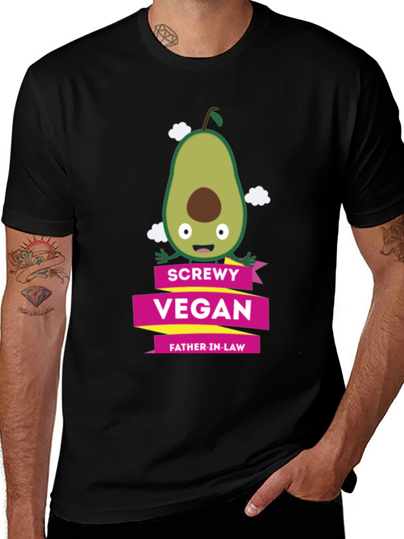 Screwly Vegan Father-in-Law T-Shirt Funny Avocado Graphic Tee
