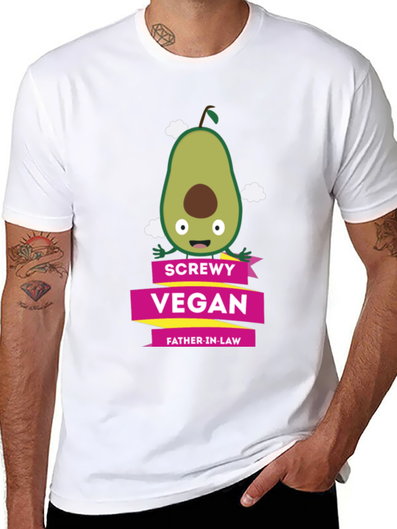 Screwly Vegan Father-in-Law T-Shirt Funny Avocado Graphic Tee