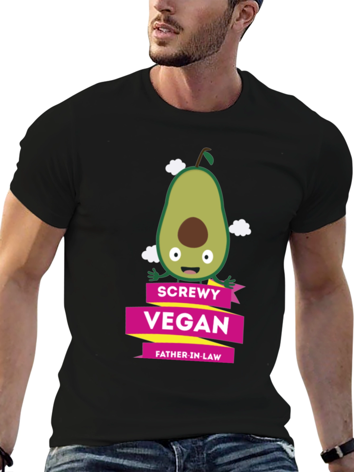 Screwly Vegan Father-in-Law T-Shirt Funny Avocado Graphic Tee