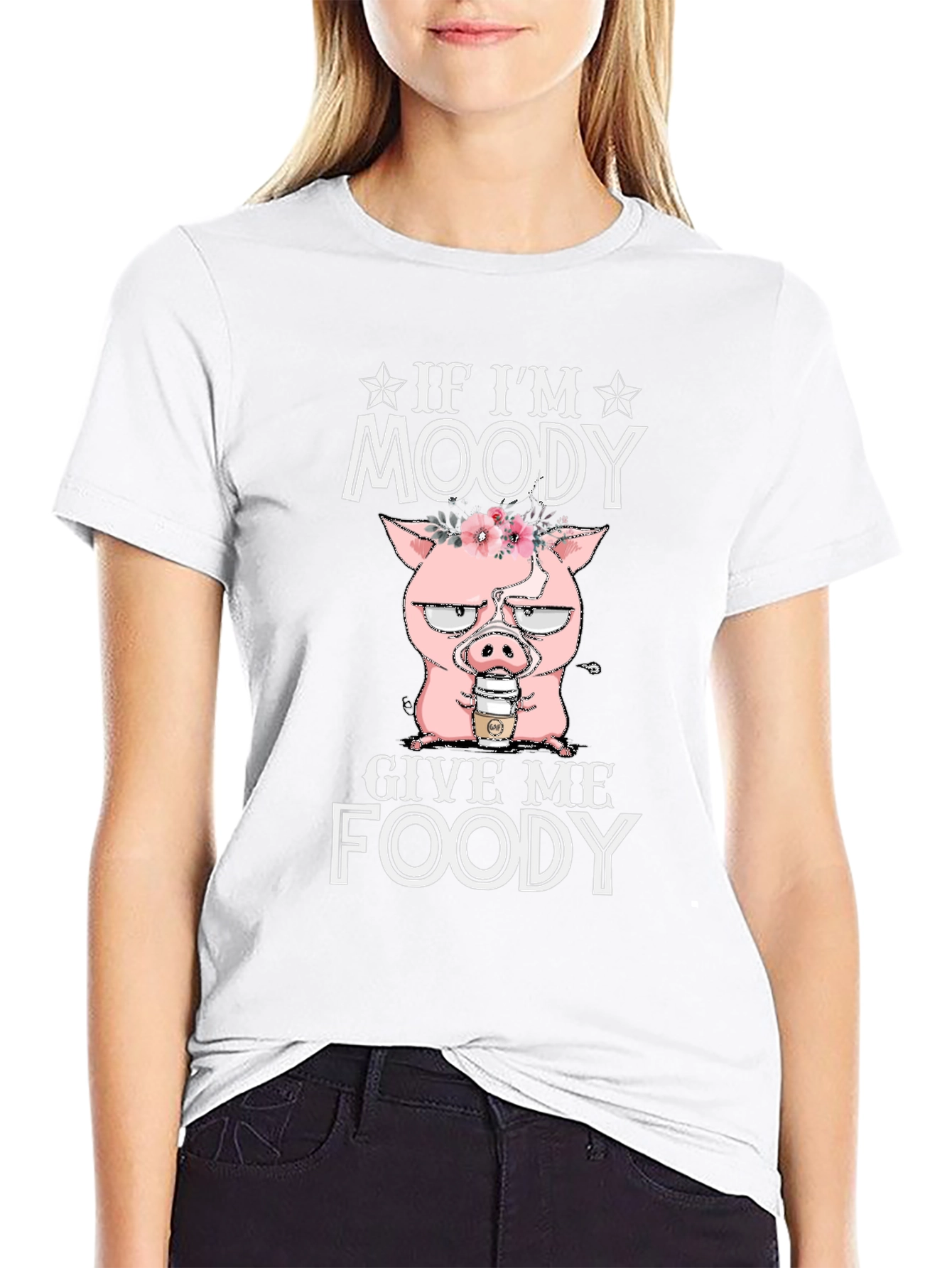 Moody Pig Foody Graphic T-Shirt