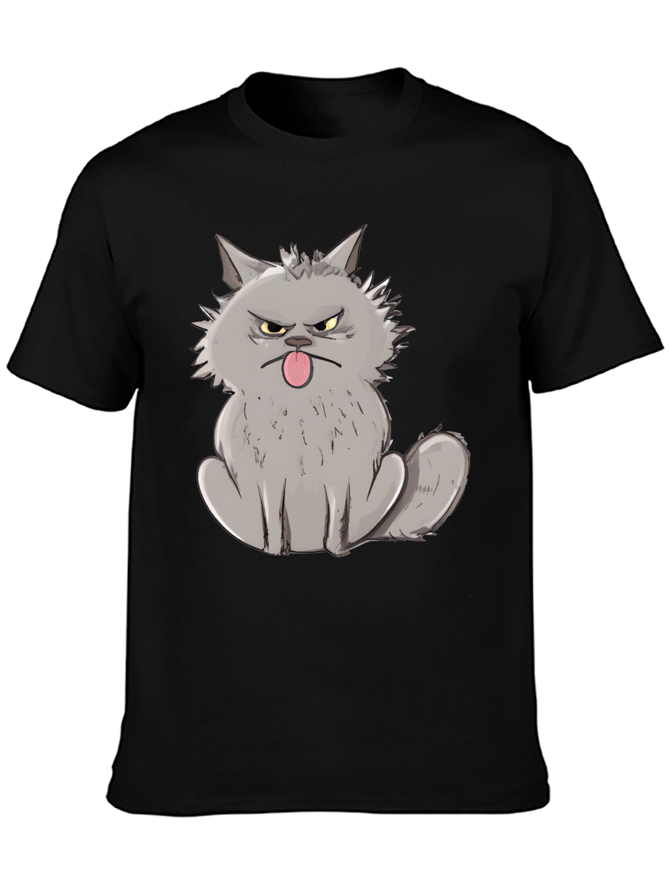 Grumpy Cat Graphic Tee - Black Cotton T-Shirt