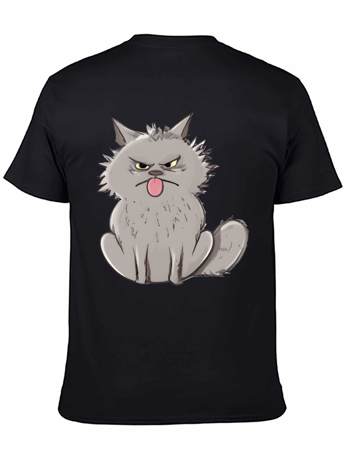Grumpy Cat Graphic Tee - Black Cotton T-Shirt