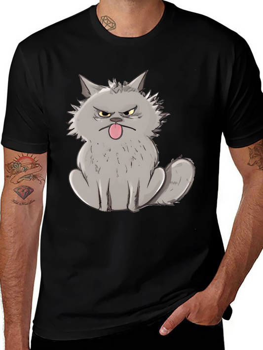 Grumpy Cat Graphic Tee - Black Cotton T-Shirt