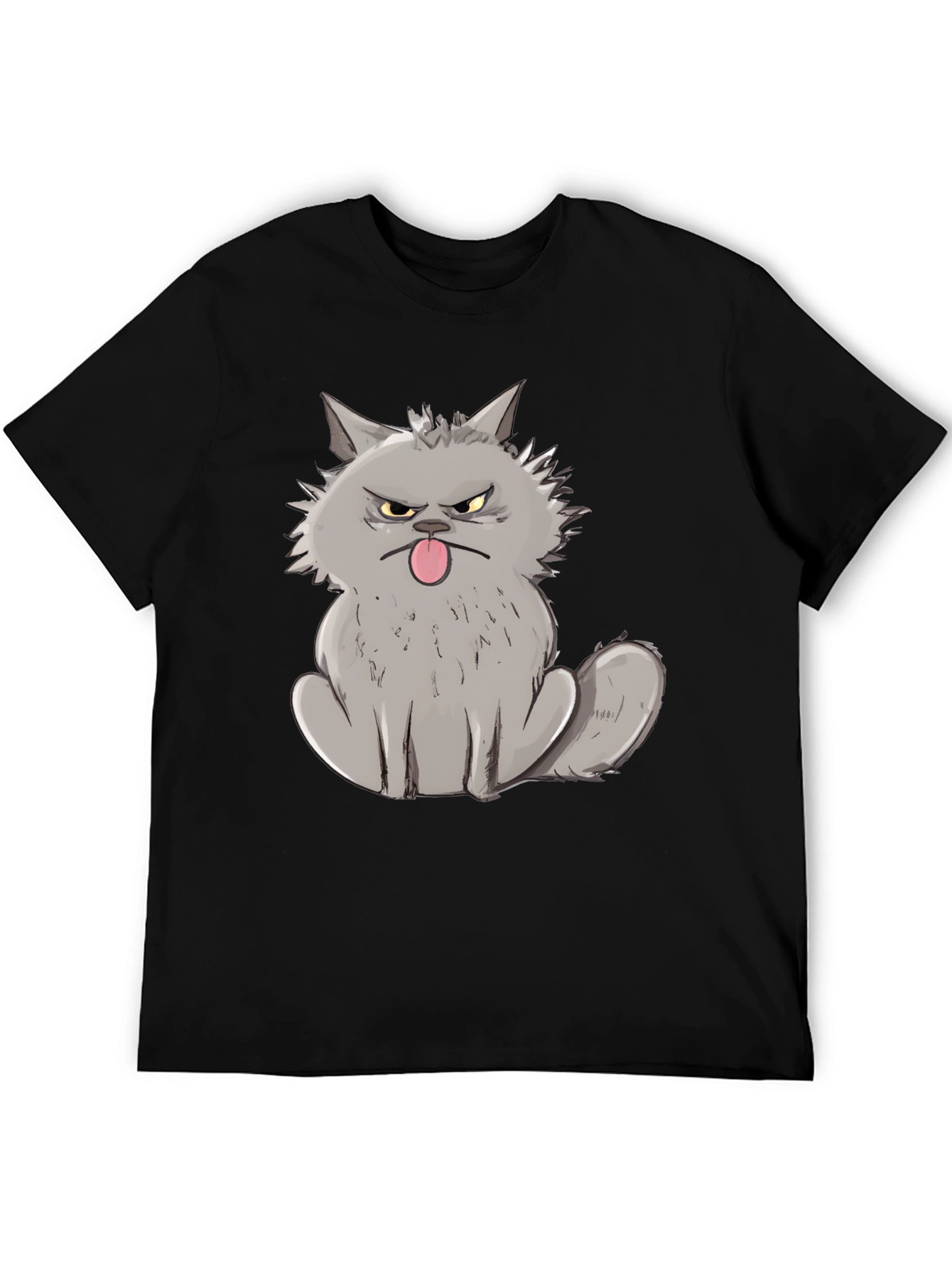 Grumpy Cat Graphic Tee - Black Cotton T-Shirt