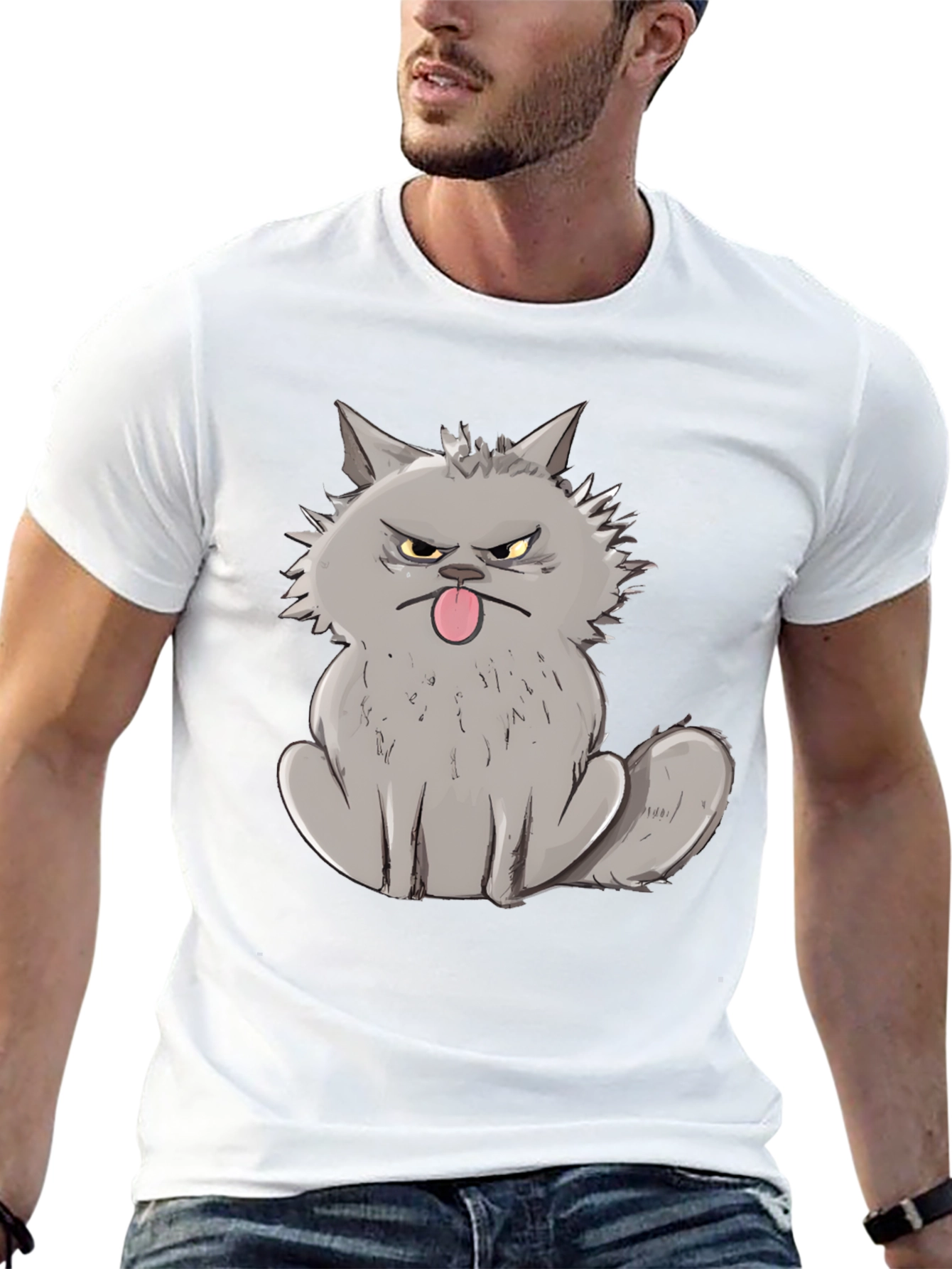 Grumpy Cat Graphic Tee - Black Cotton T-Shirt
