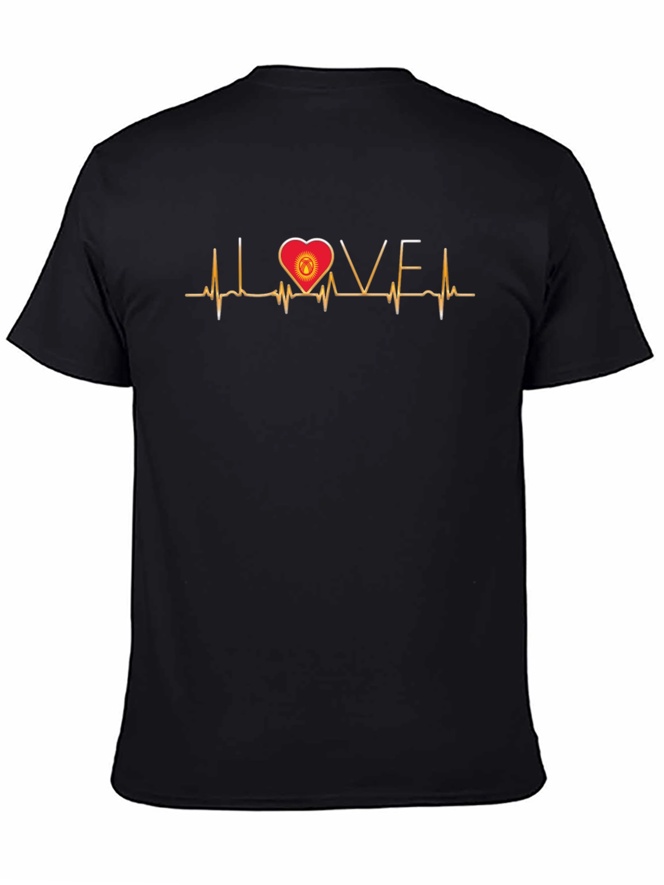 Love Kyrgyzstan Heartbeat T-Shirt - Black