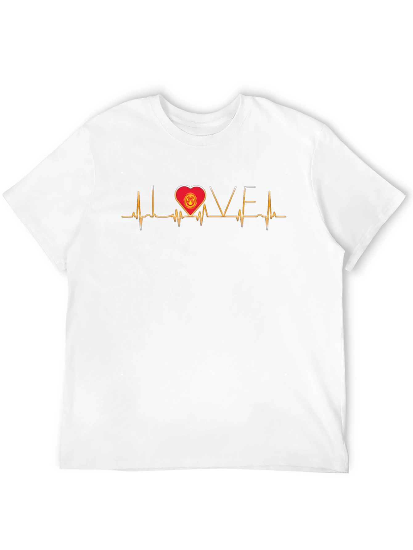 Love Kyrgyzstan Heartbeat T-Shirt - Black