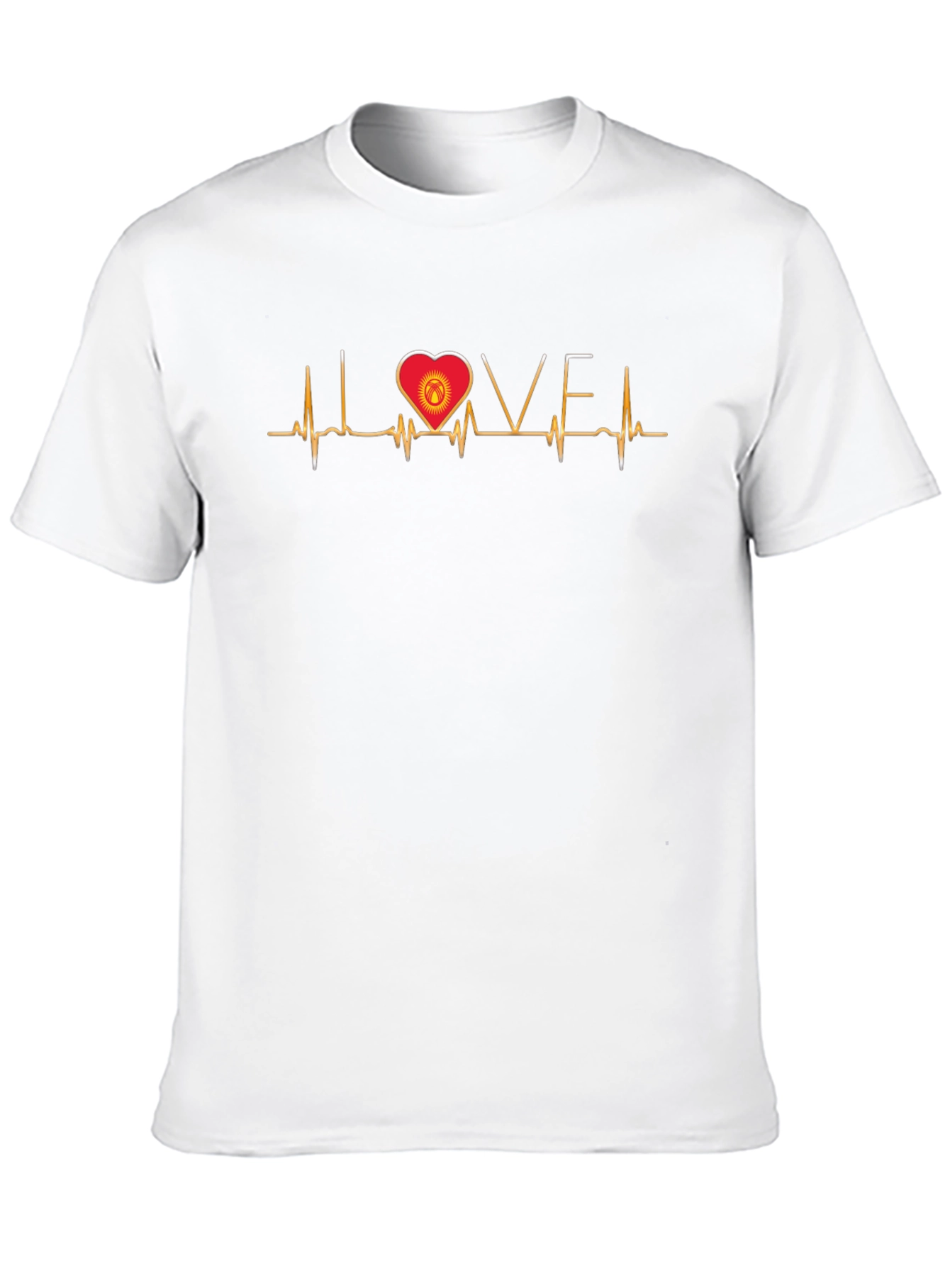 Love Kyrgyzstan Heartbeat T-Shirt - Black