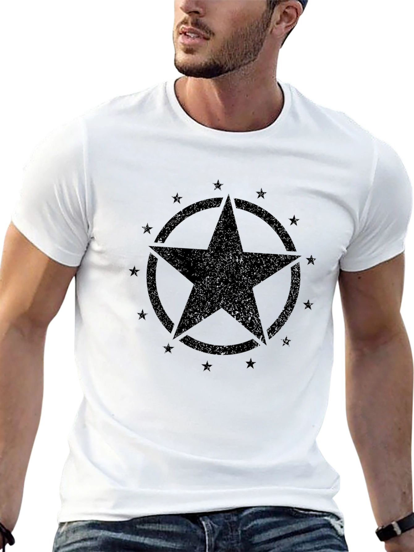 Black Star Graphic Tee - Military Style