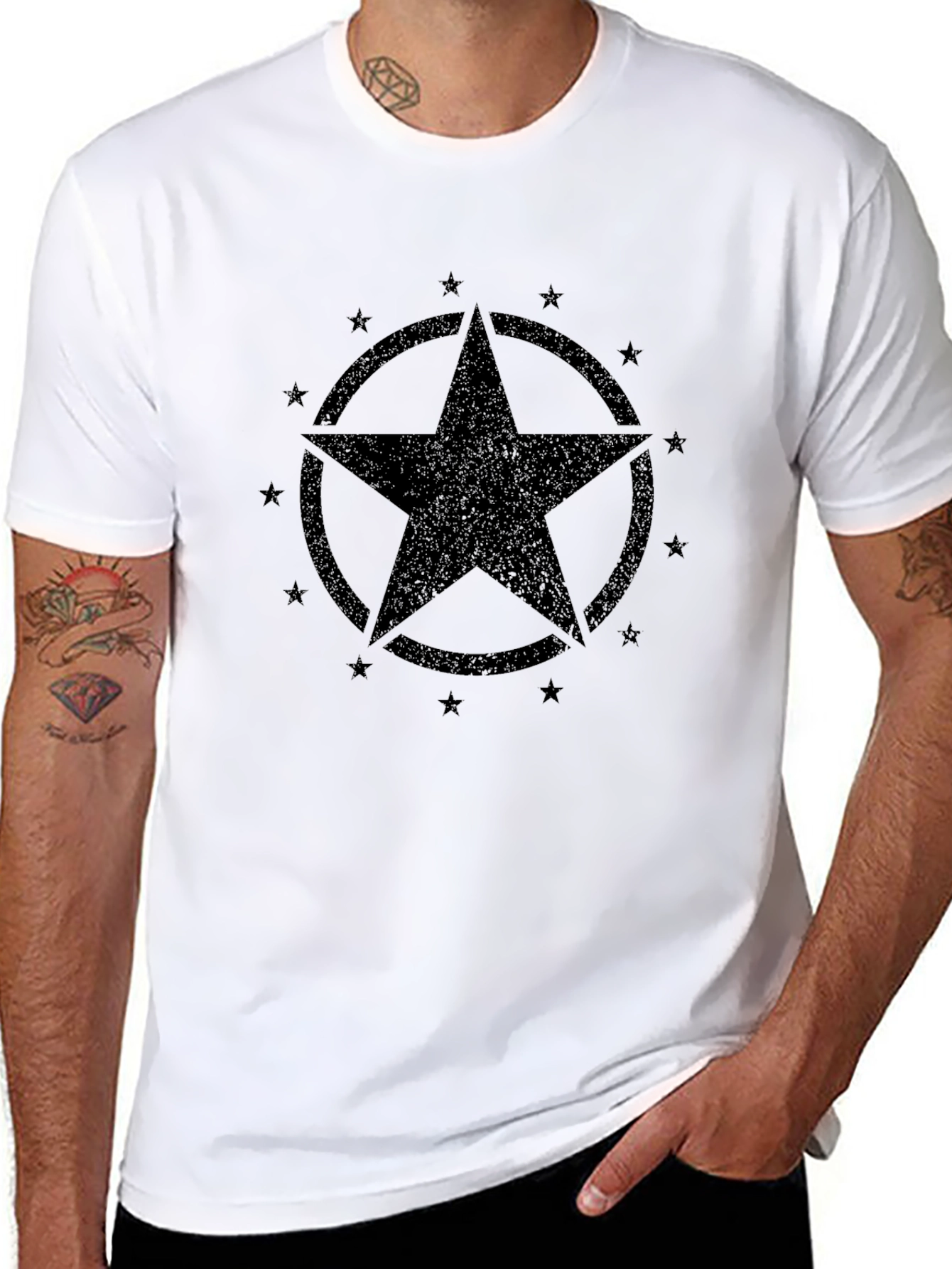 Black Star Graphic Tee - Military Style
