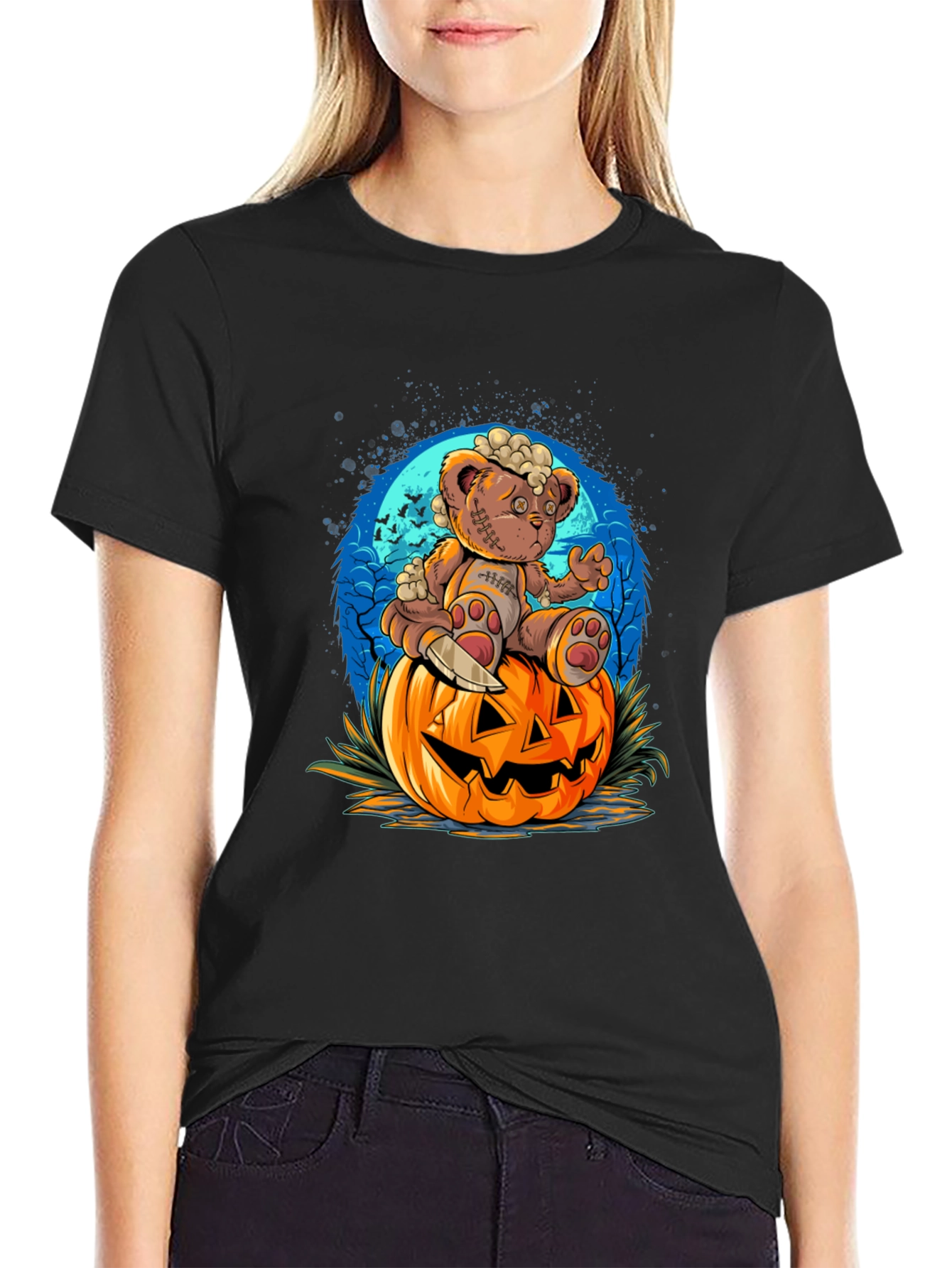Halloween Teddy Bear Pumpkin T-Shirt