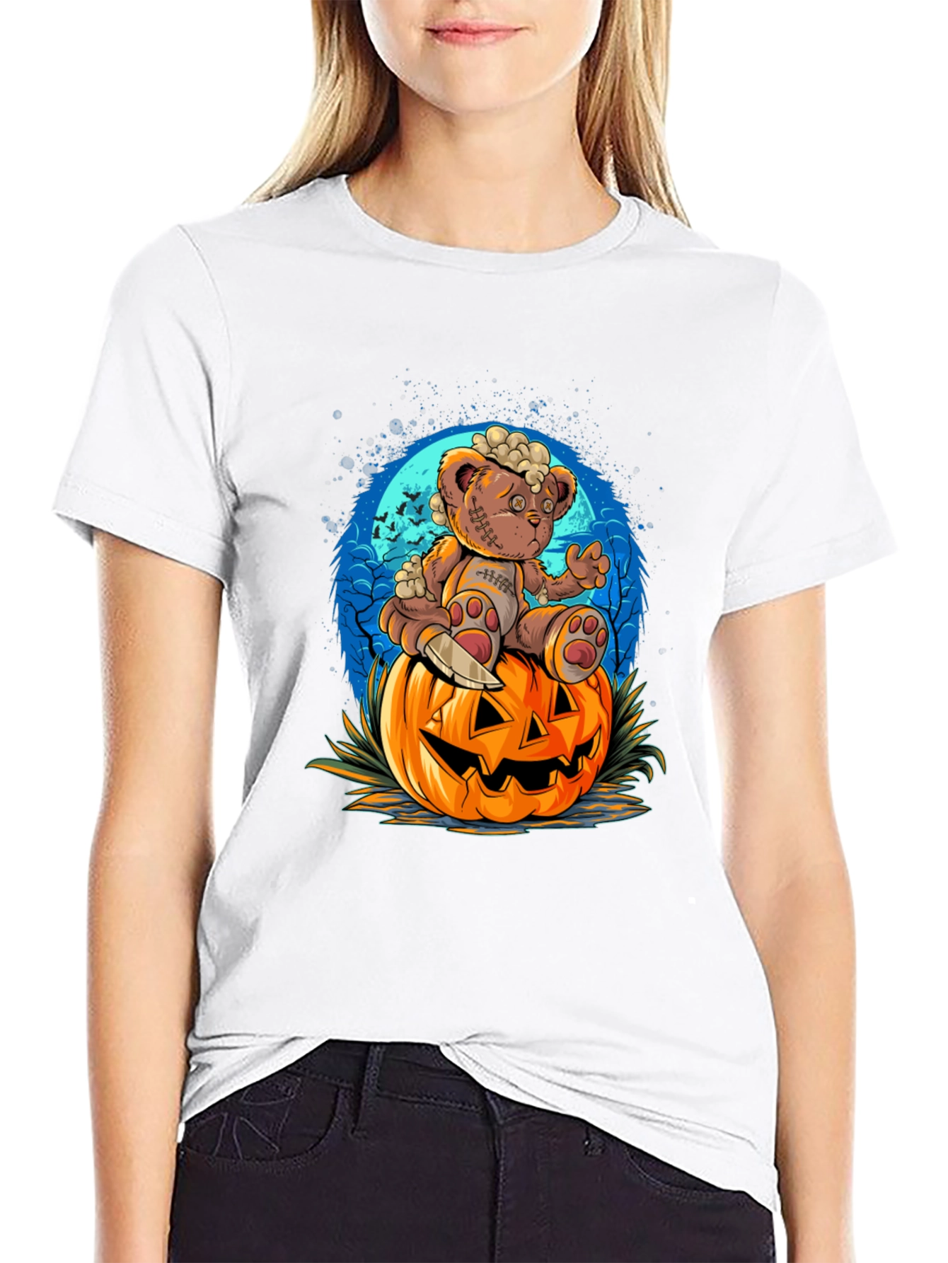 Halloween Teddy Bear Pumpkin T-Shirt
