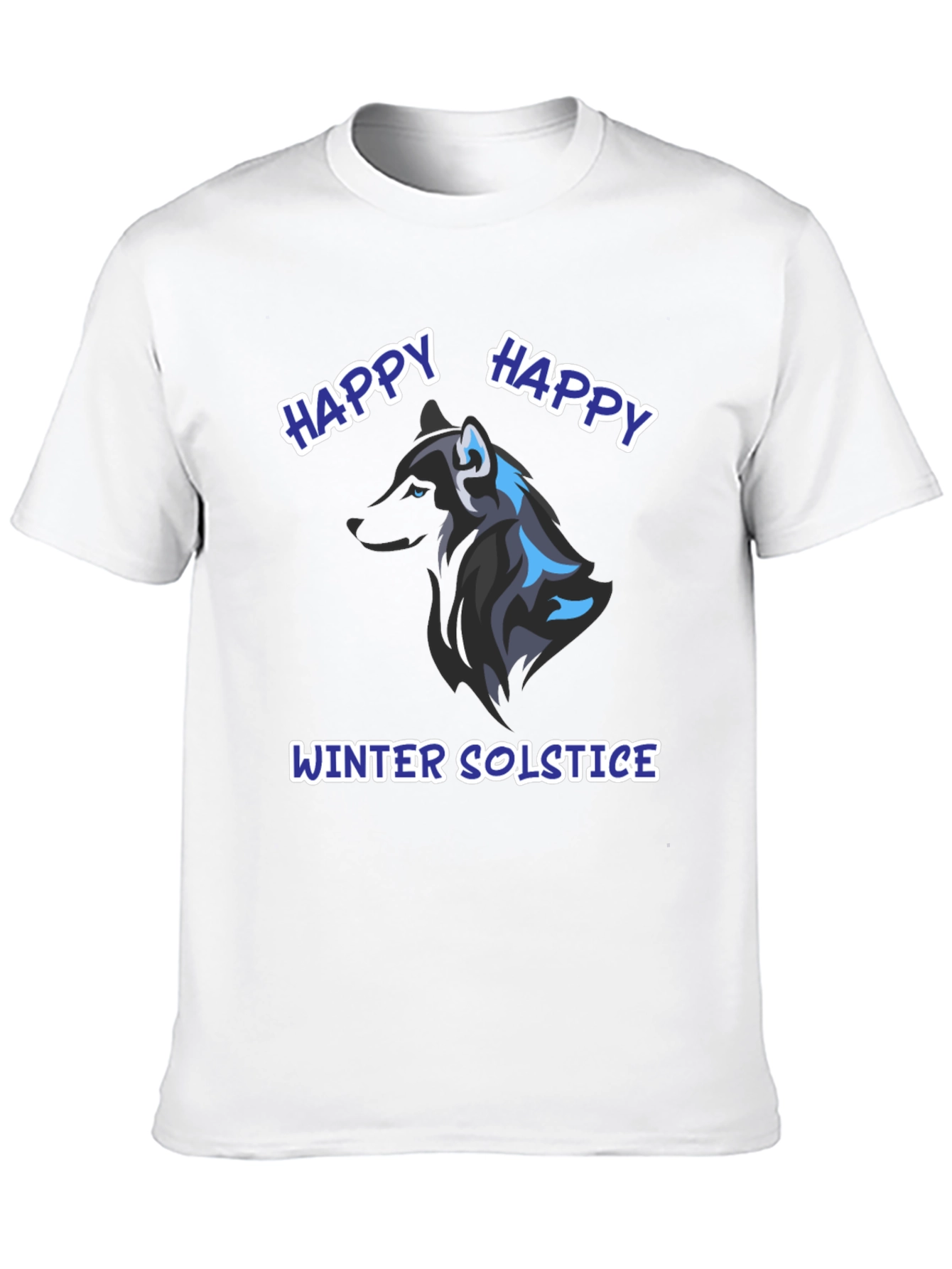 Happy Winter Solstice Wolf Graphic Tee - Black