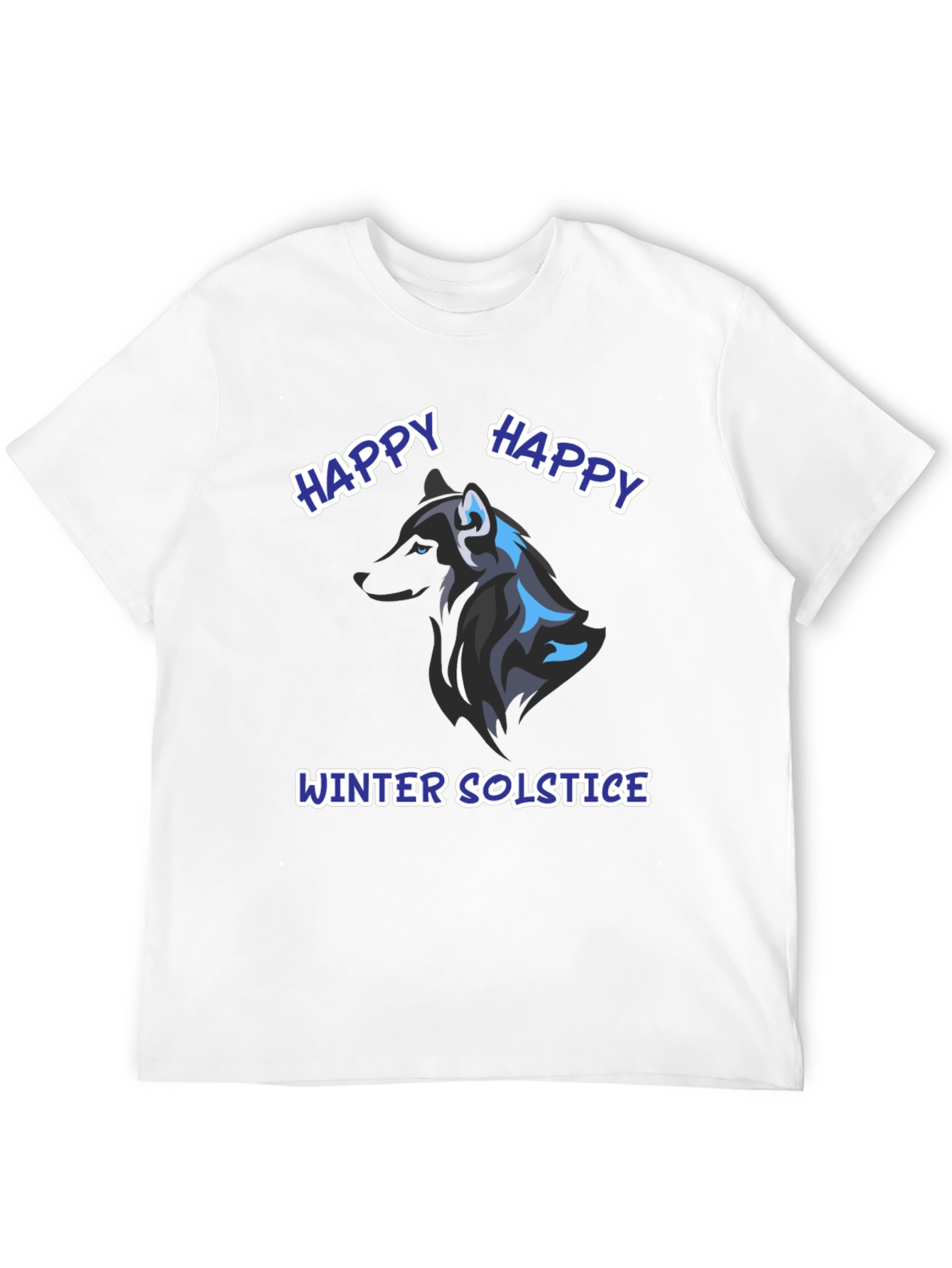 Happy Winter Solstice Wolf Graphic Tee - Black