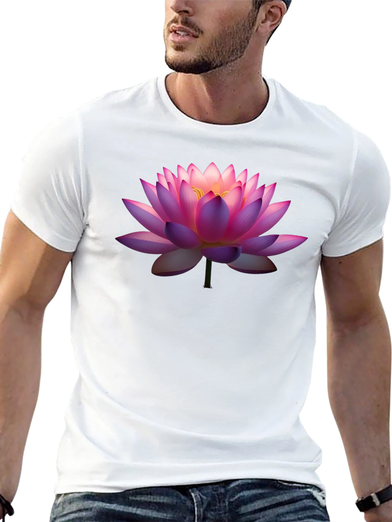 Lotus Flower Graphic T-Shirt - Black