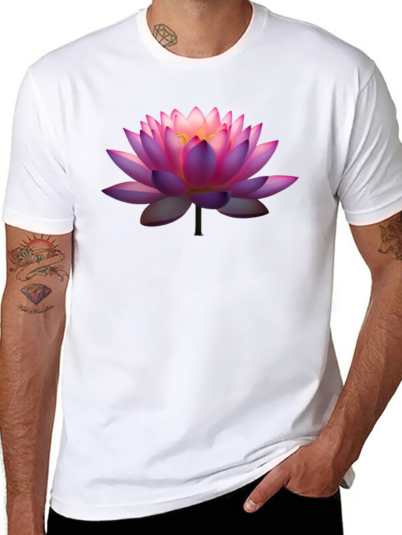 Lotus Flower Graphic T-Shirt - Black
