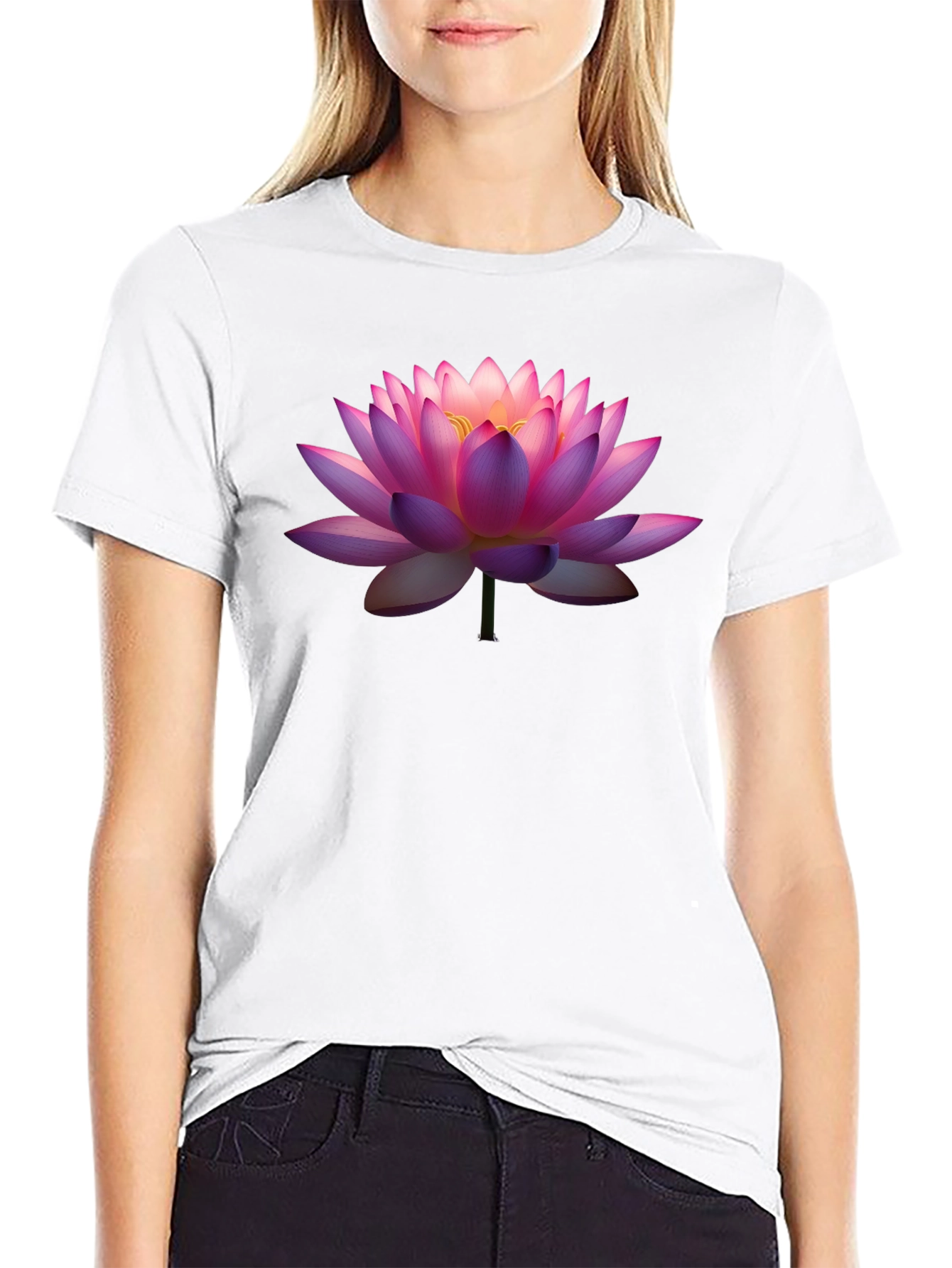 Lotus Flower Graphic T-Shirt - Black