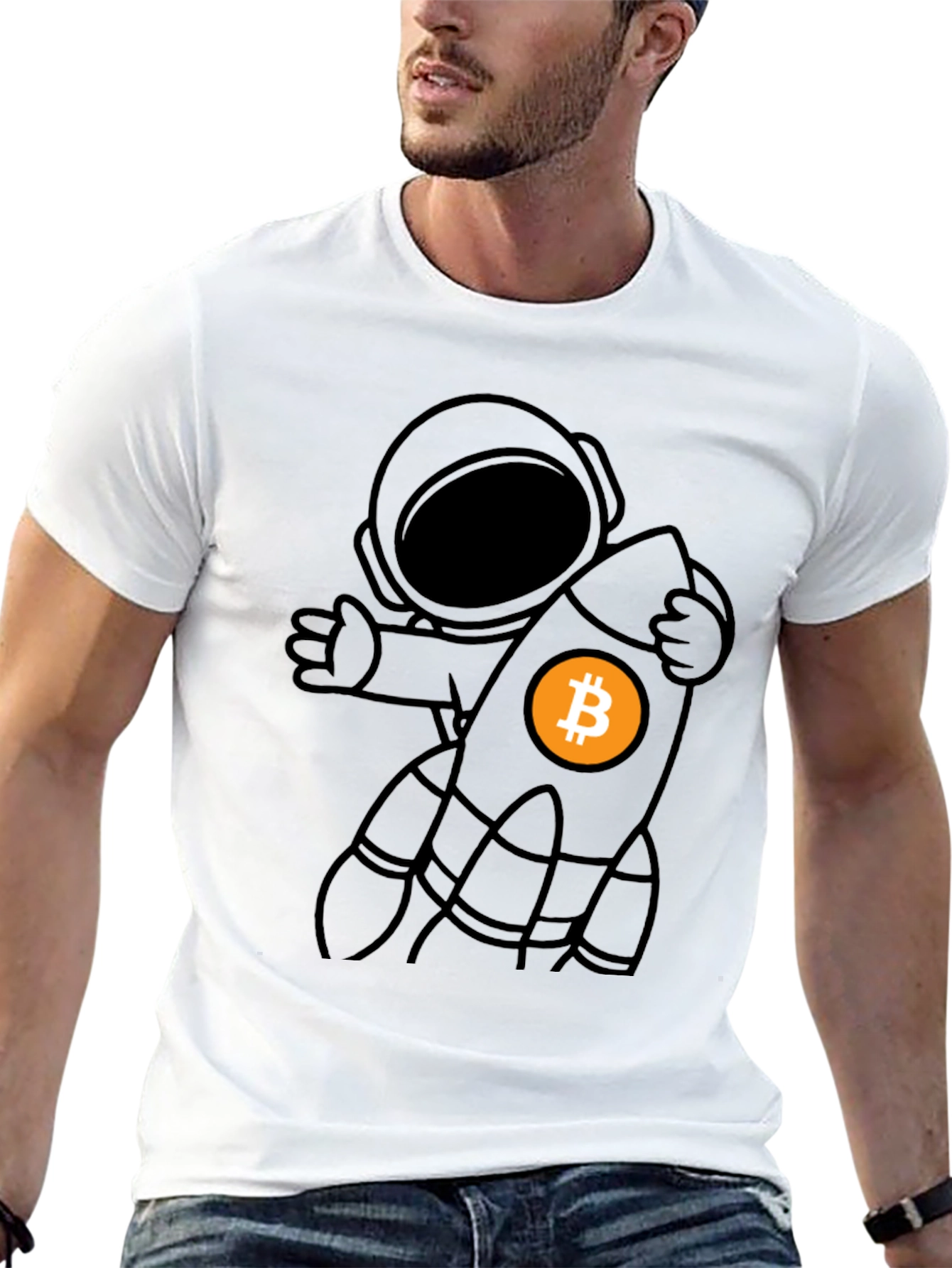 Bitcoin Astronaut T-Shirt - Crypto Rocket Tee