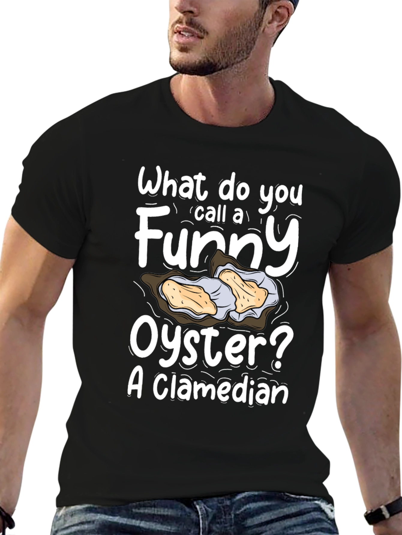 Funny Oyster Pun T-Shirt - A Clamedian