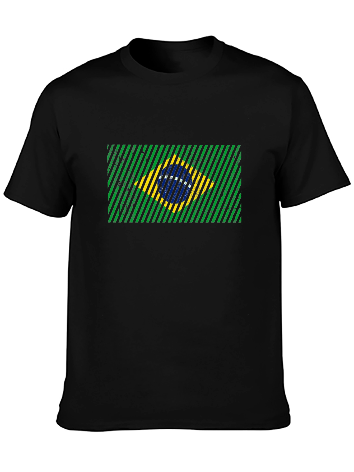 Brazil Flag Graphic Print Mens Black T-Shirt