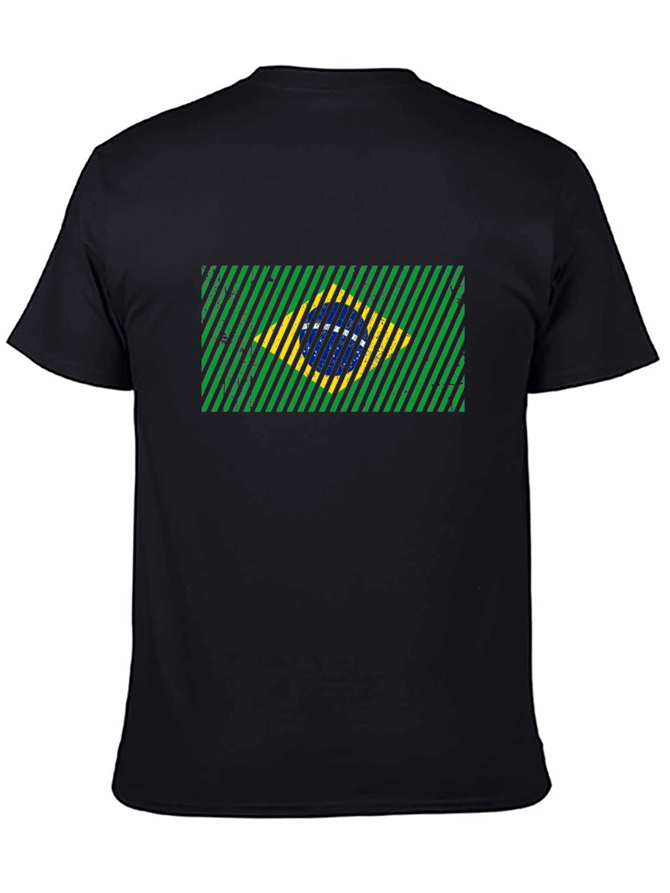 Brazil Flag Graphic Print Mens Black T-Shirt