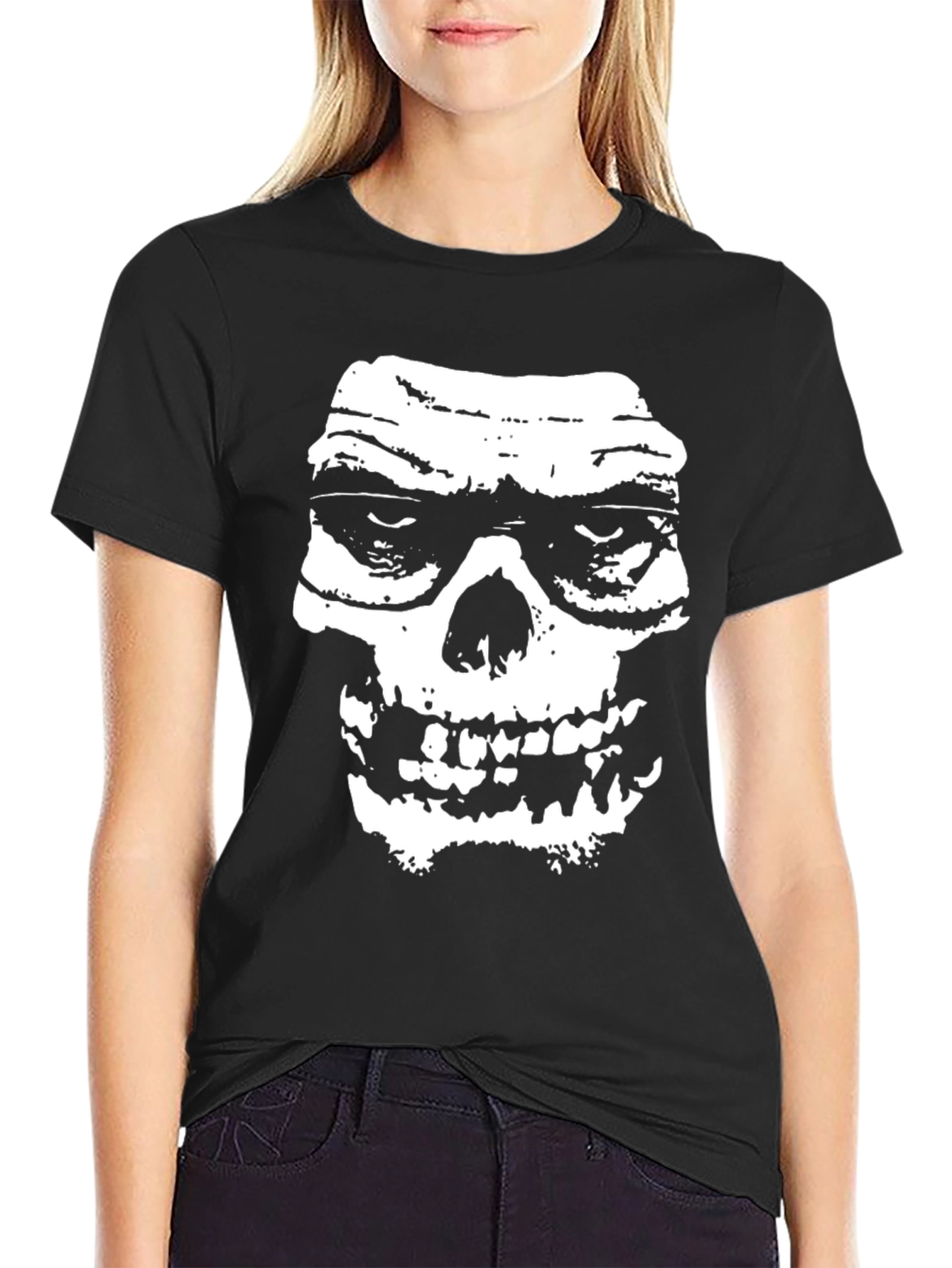 Grim Reaper Skull Graphic Print T-Shirt - Black