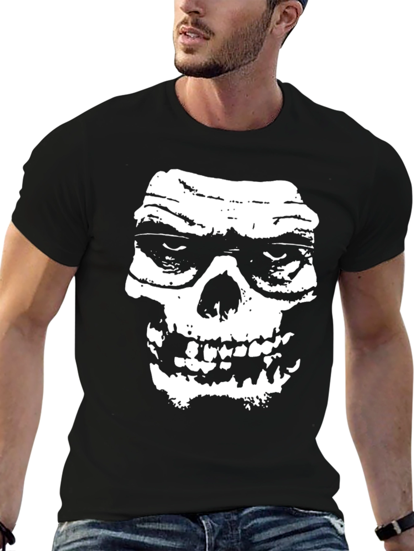 Grim Reaper Skull Graphic Print T-Shirt - Black