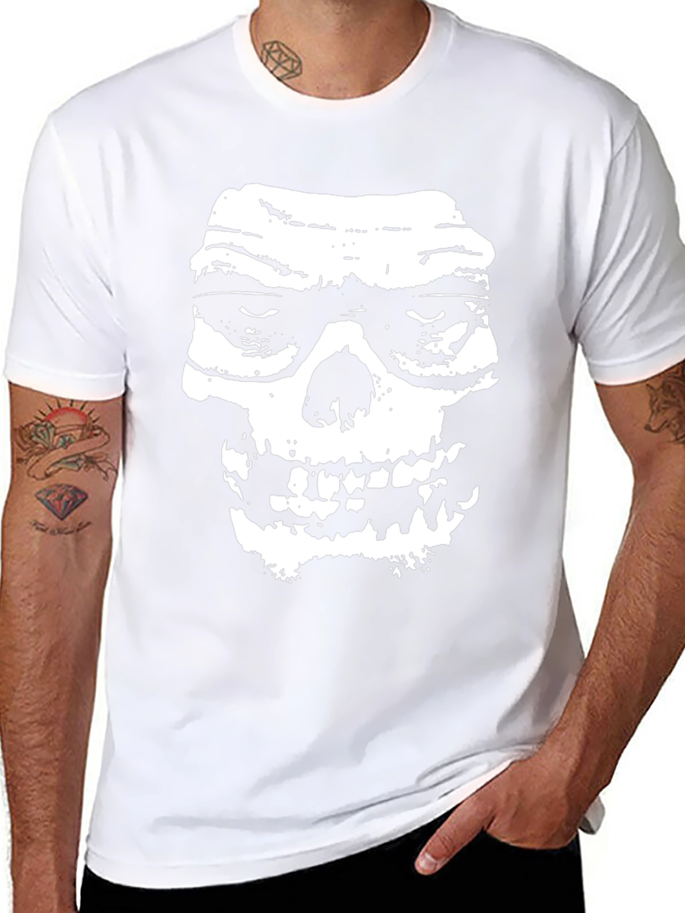 Grim Reaper Skull Graphic Print T-Shirt - Black