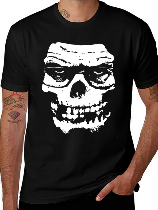 Grim Reaper Skull Graphic Print T-Shirt - Black
