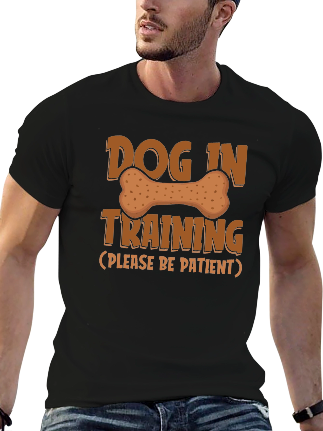 Dog In Training T-Shirt - Black Cotton Blend
