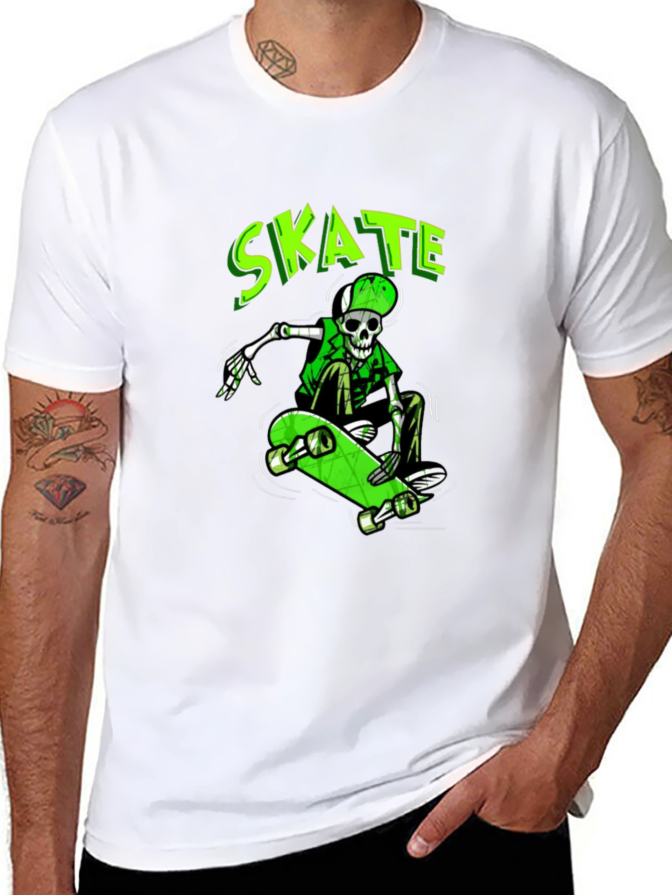 Skate Skeleton Graphic Tee - Cool & Unique Design