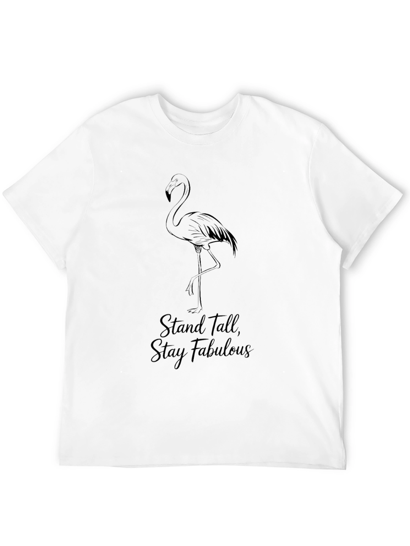 Stand Tall Flamingo Graphic Tee - Black Cotton Blend