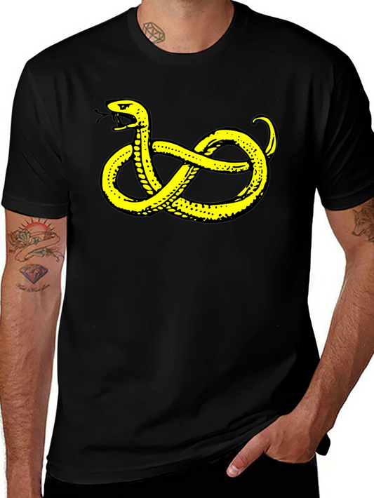 Black T-Shirt with Yellow Snake Design