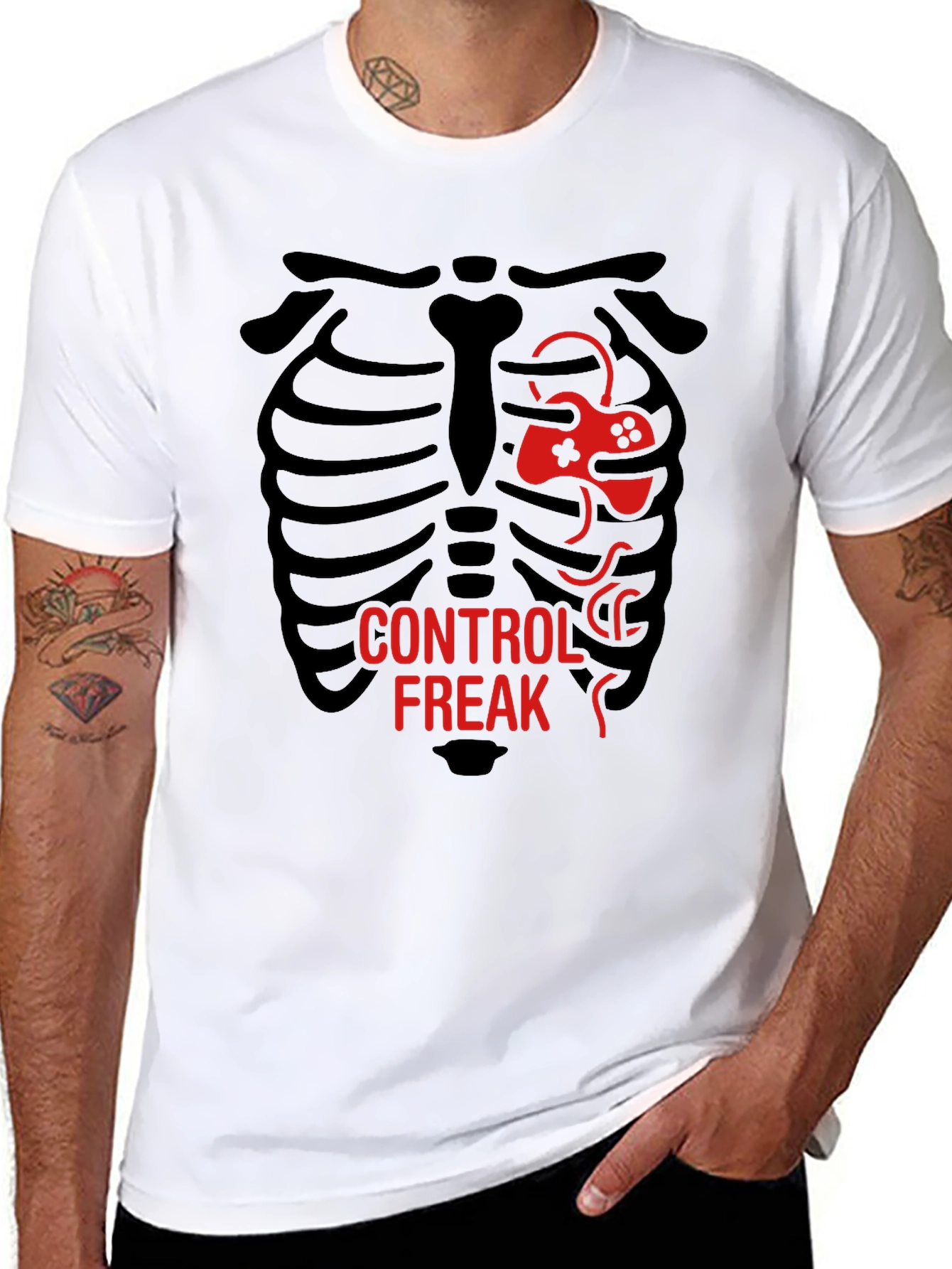 Control Freak T-Shirt - Gamer Skeleton