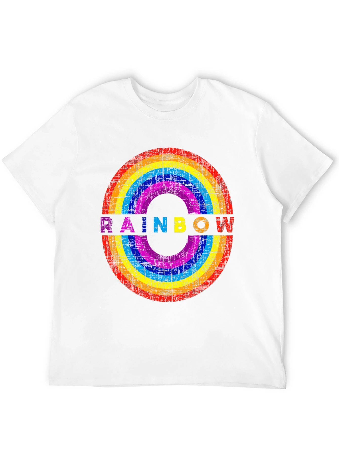 Rainbow Circle Graphic T-Shirt - Distressed Print