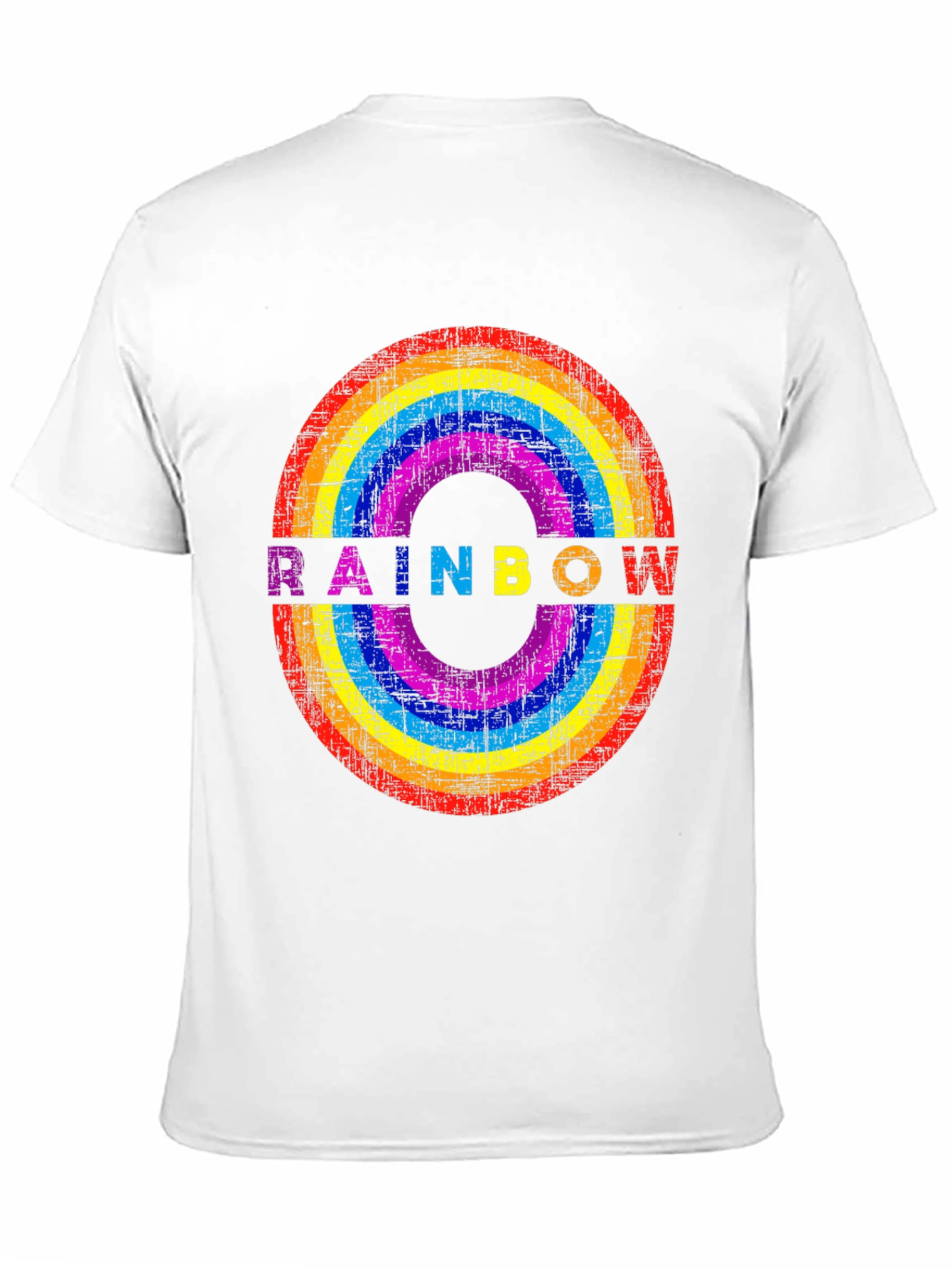 Rainbow Circle Graphic T-Shirt - Distressed Print
