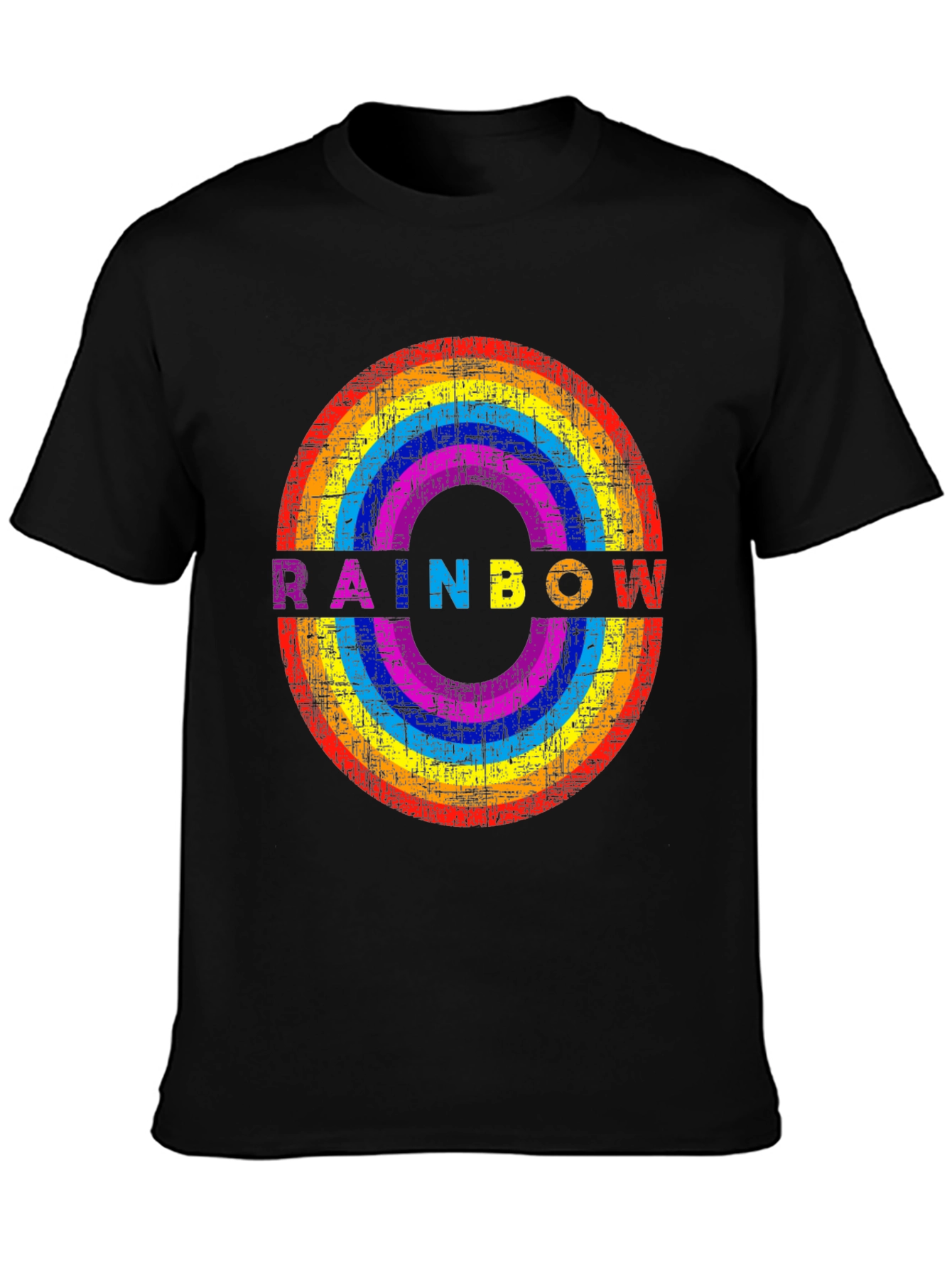 Rainbow Circle Graphic T-Shirt - Distressed Print