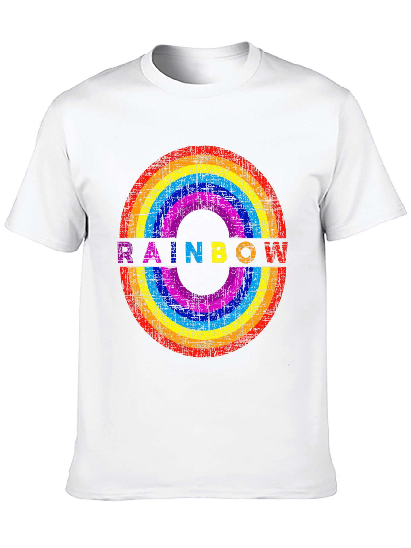 Rainbow Circle Graphic T-Shirt - Distressed Print