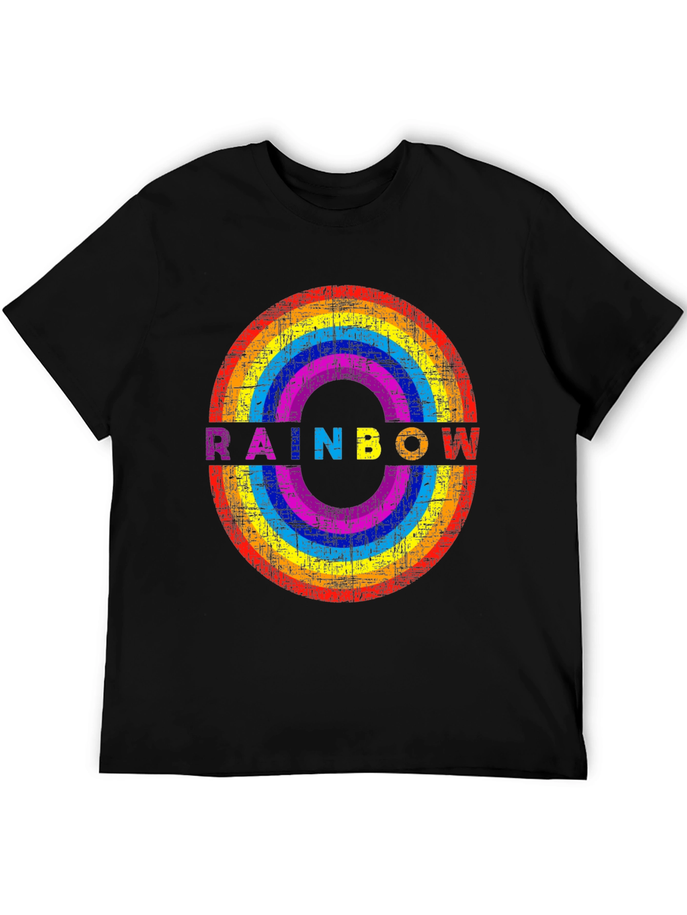 Rainbow Circle Graphic T-Shirt - Distressed Print