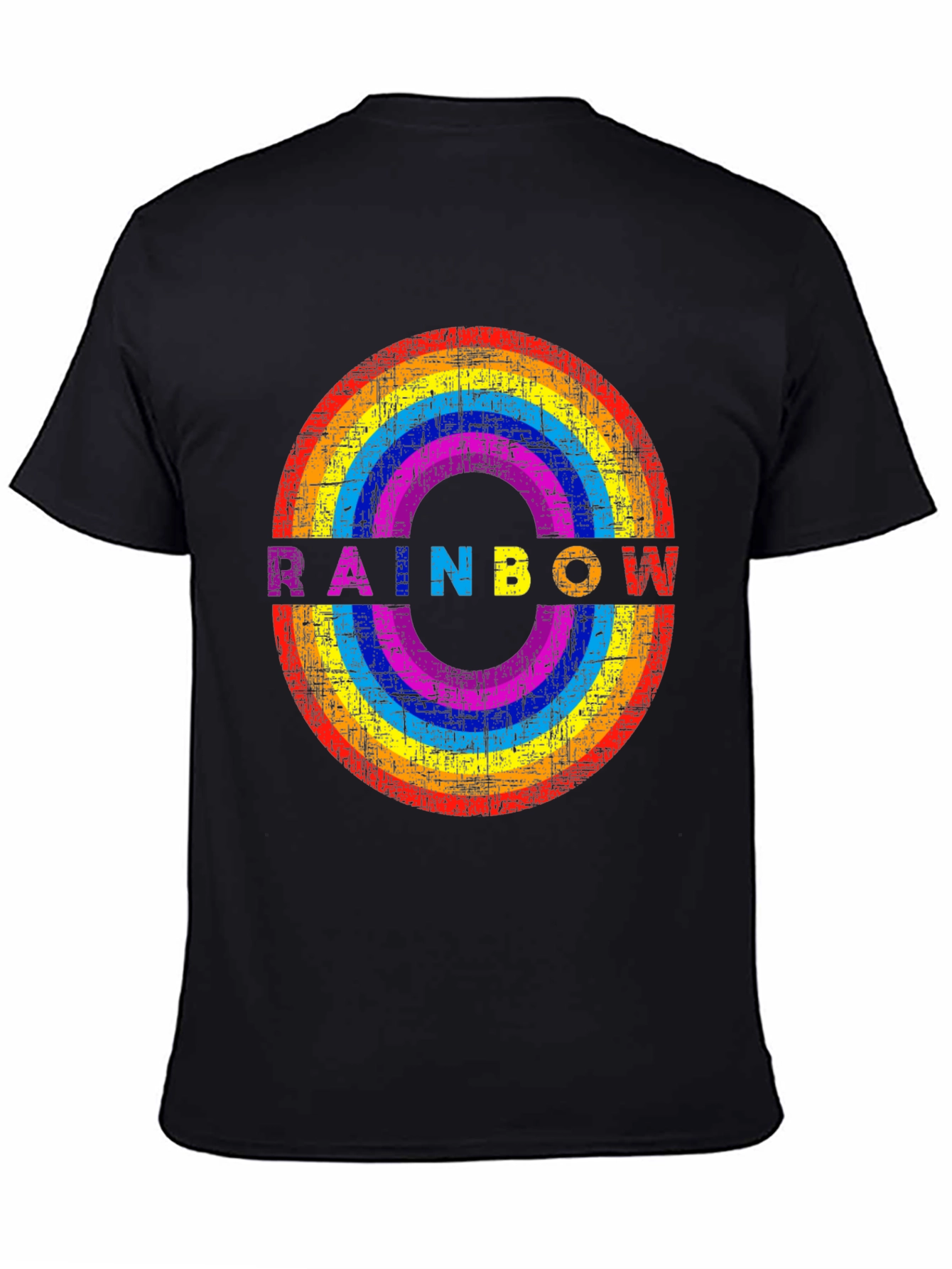 Rainbow Circle Graphic T-Shirt - Distressed Print