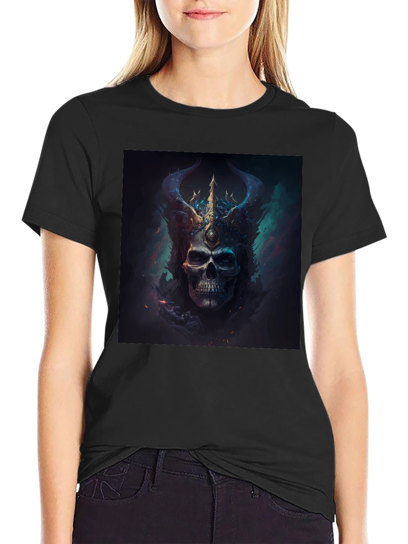 Skull King Graphic Tee - Dark Fantasy Style