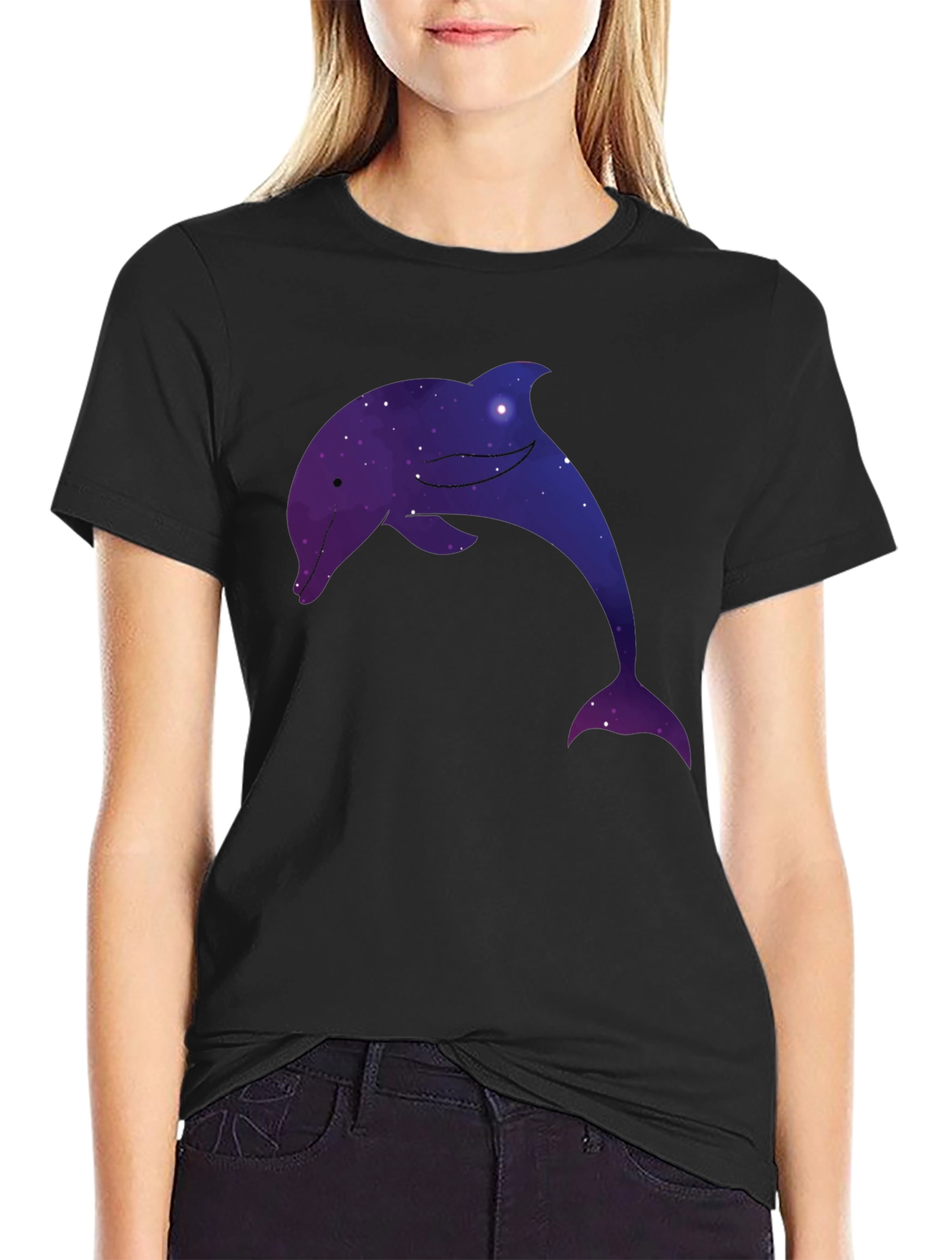 Galaxy Dolphin Graphic Tee - Unique Space Design T-Shirt