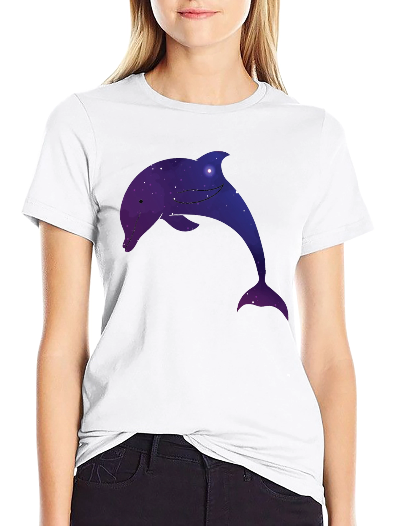 Galaxy Dolphin Graphic Tee - Unique Space Design T-Shirt