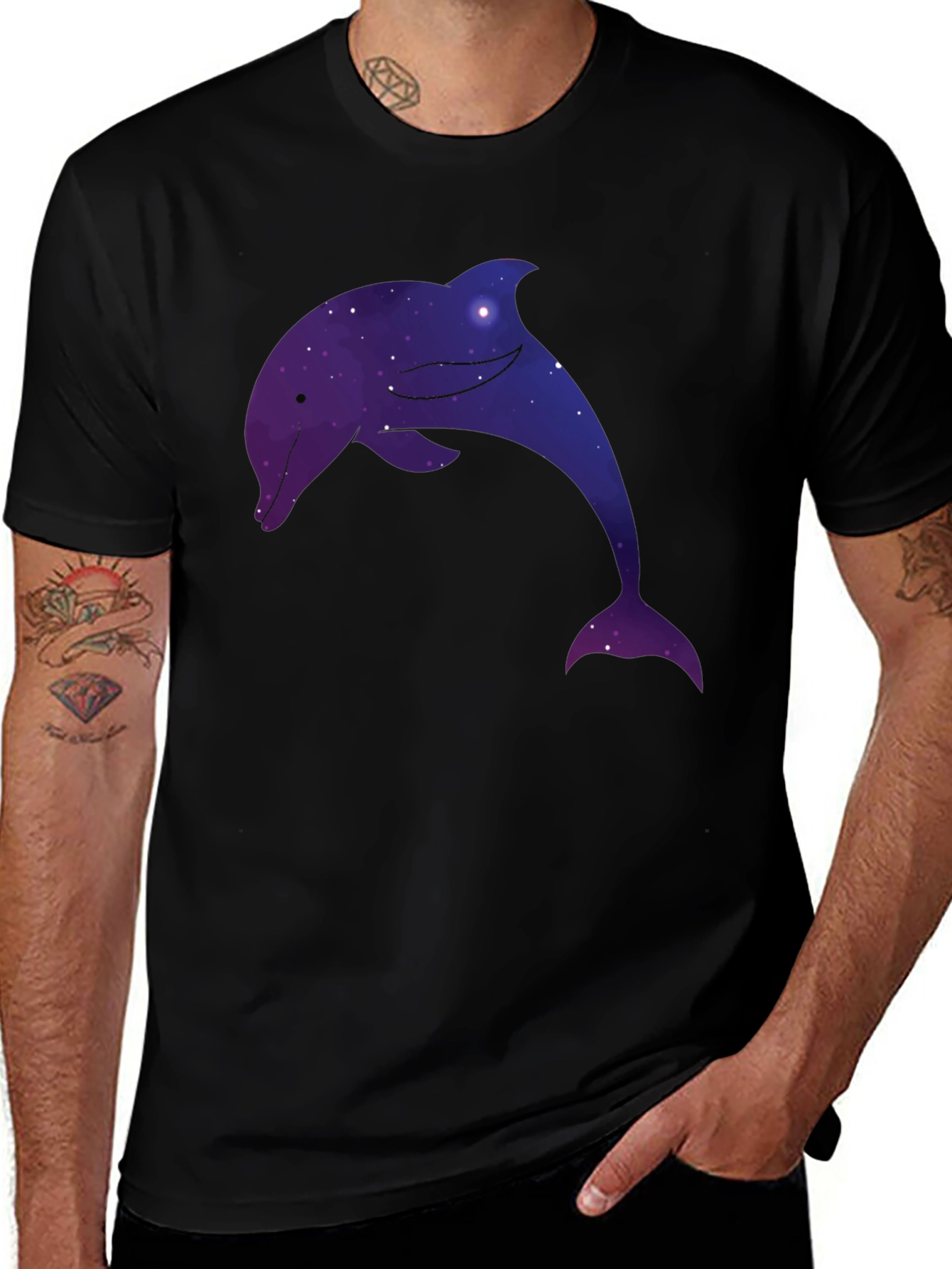 Galaxy Dolphin Graphic Tee - Unique Space Design T-Shirt