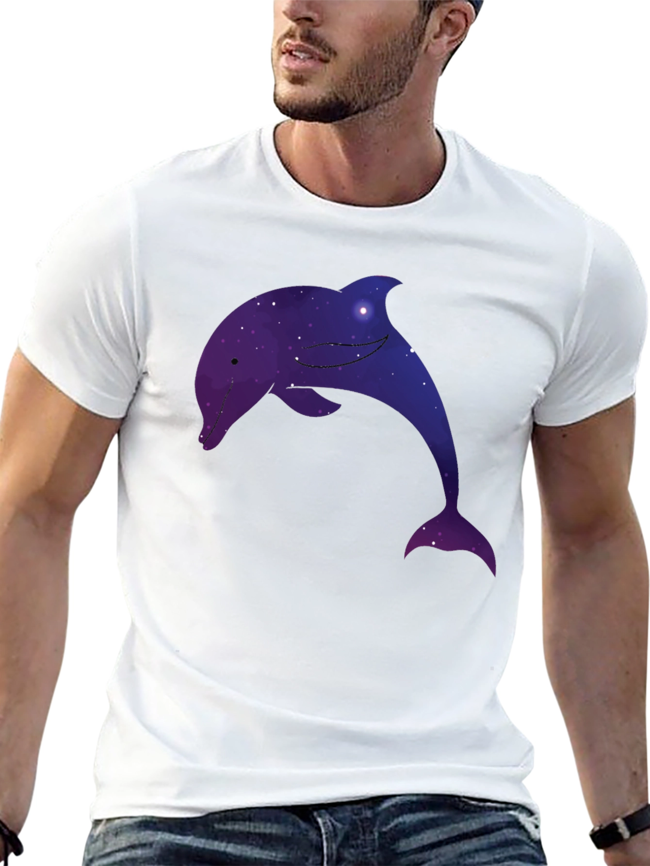 Galaxy Dolphin Graphic Tee - Unique Space Design T-Shirt