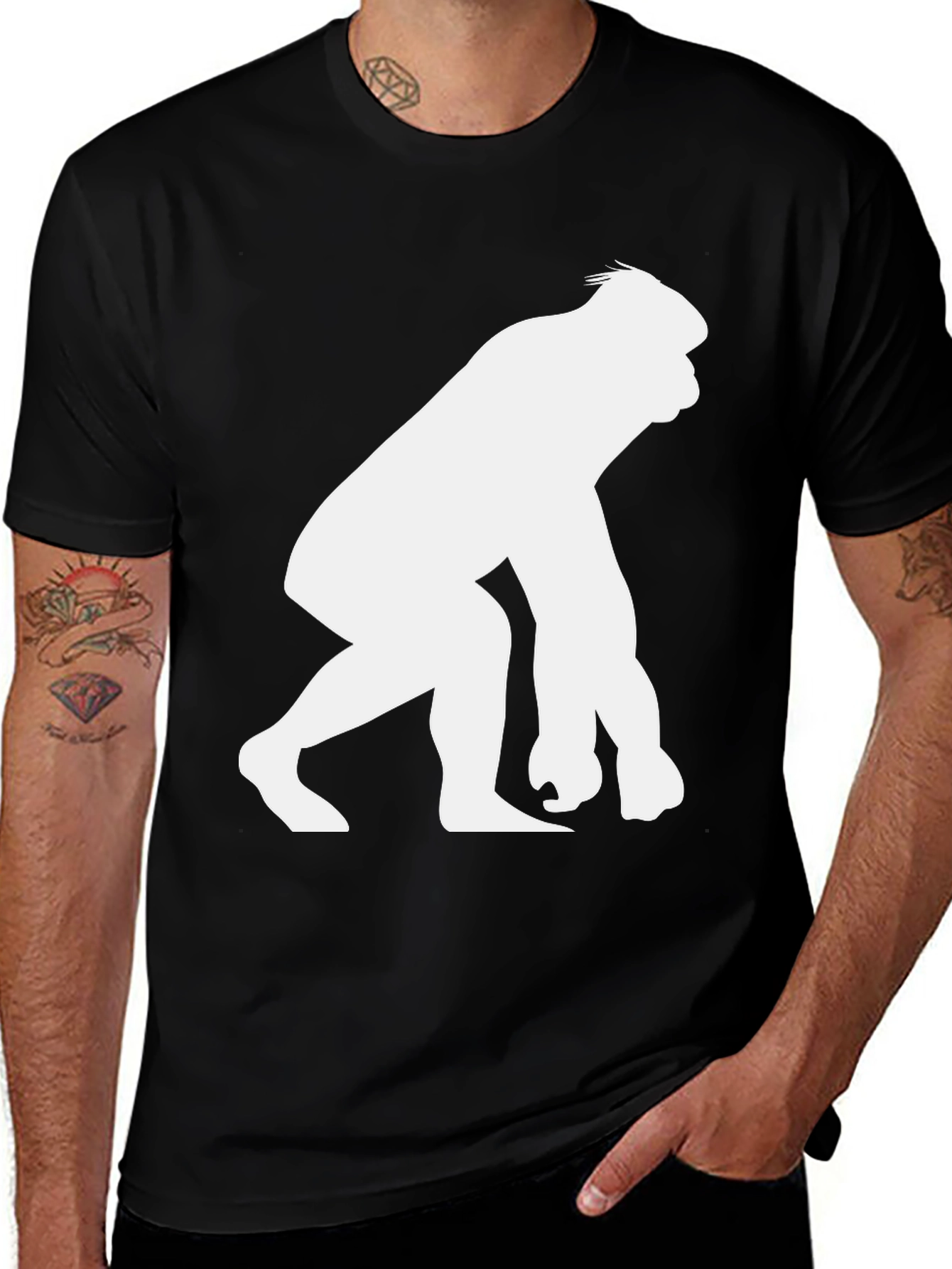 Gorilla Silhouette Graphic T-Shirt - Black